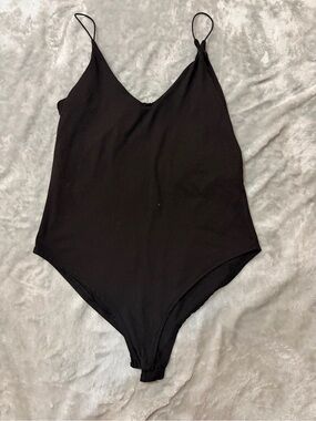 gaze Black Spaghetti-Strap One-Piece Bodysuit